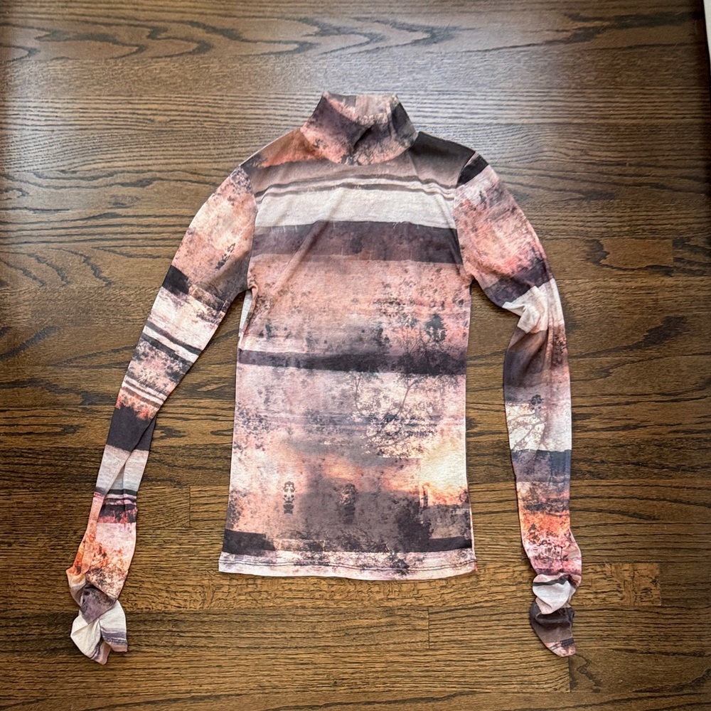 Topshop Mesh Long Sleeve Top